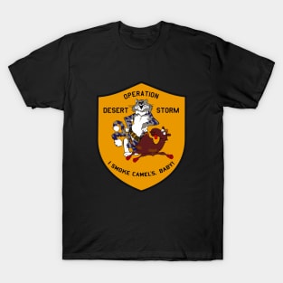 F-14 Tomcat - Op Desert Storm - I Smoke Camels, Baby! - Clean Style T-Shirt